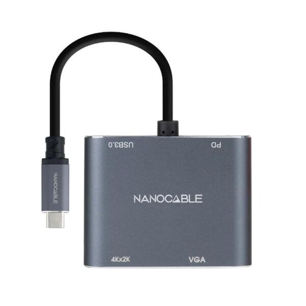 *Conversor nanocable  usb tipo c a vga - hdmi - pd - usb 3.0 - 0.15m - macho - hembra - gris