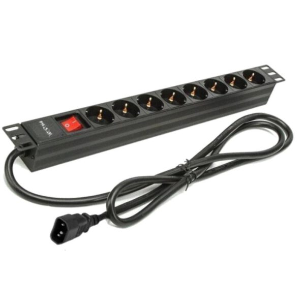 *Regleta phasak 8 tomas rack 19 pulgadas con interruptor 2m negro