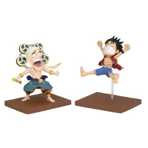 *Figura banpresto one piece world collectable figure log stories luffy y enel 8cm