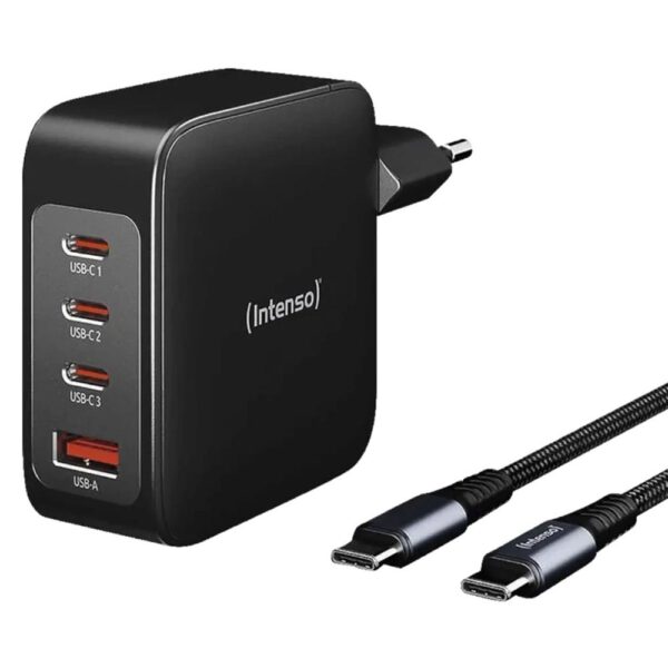 *Cargador pared intenso gan w140a3c 3x usb tipo c 1x usb tipo a + cable usb tipo c