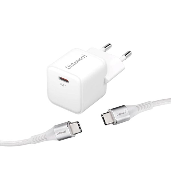 *Cargador pared intenso gan w30c usb tipo c blanco + cable usb tipo c