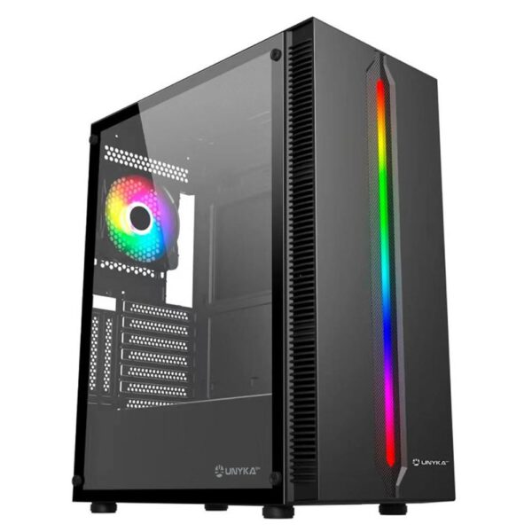 *Caja ordenador gaming unyka lumina 205 atx argb cristal templado negro
