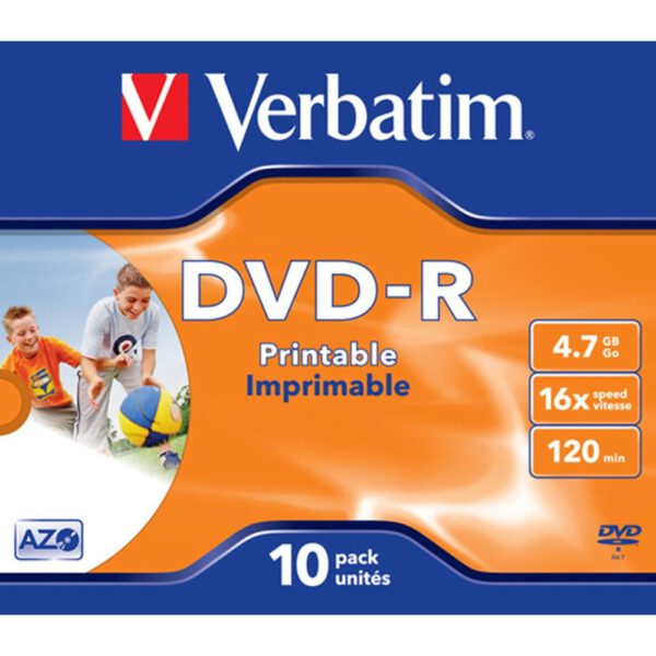 *Verbatim dvd - r 4.7gb 16x tarrina 10uds imprimible