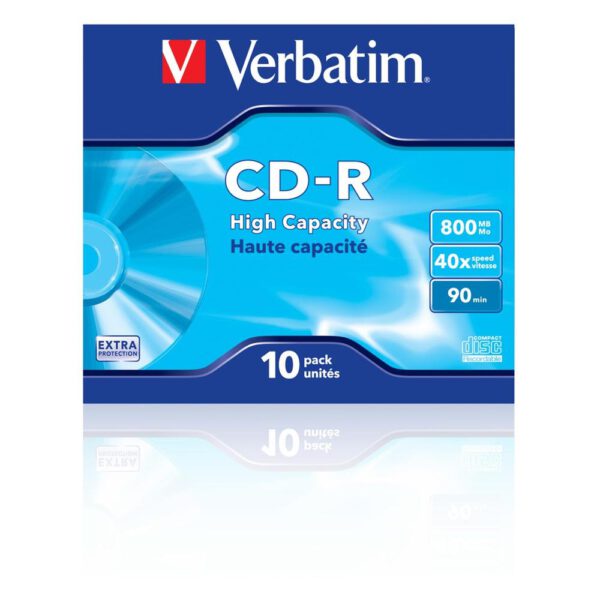 *Verbatim cd - r 800mb 40x tarrina 10 unidades datalife extra protection