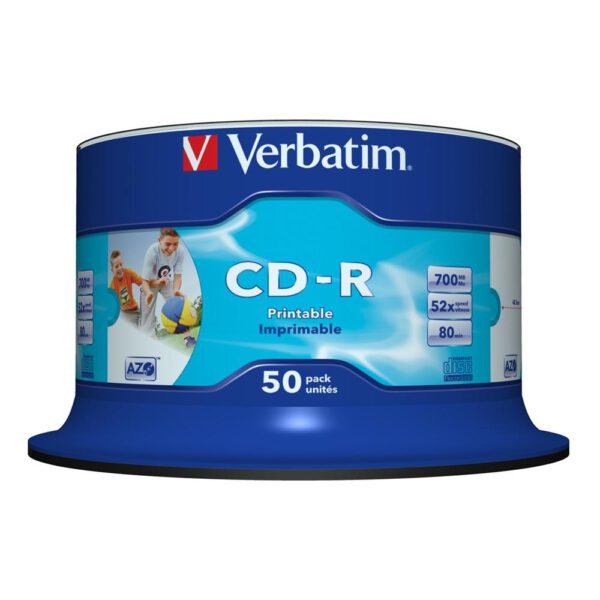 *Verbatim cd - r 700mb 52x tarrina 50 unidades imprimible inkjet super azo