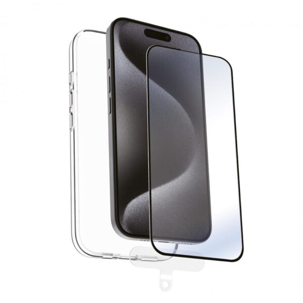 *Funda muvit recycletek para apple iphone 16 transparente + protector cristal templado marco negro
