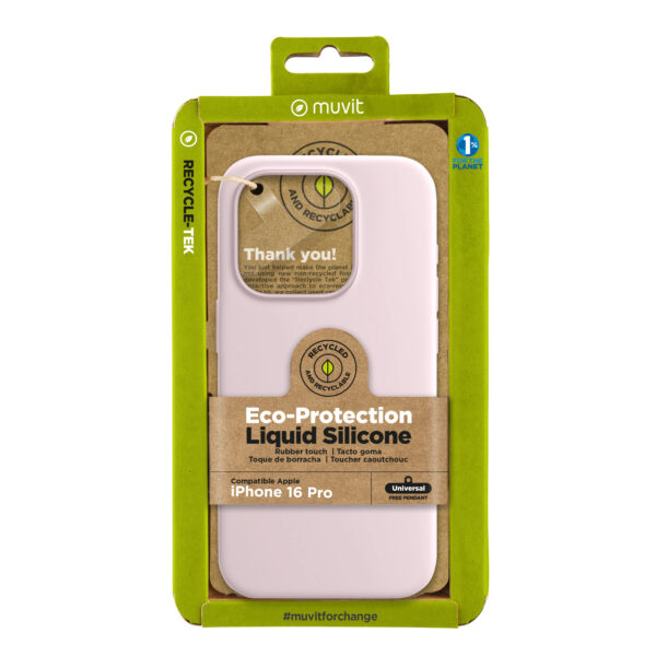 *Funda muvit recycletek liquid silicone para apple iphone 16 pro rosa