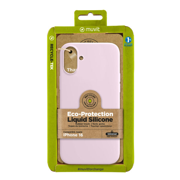*Funda muvit recycletek liquid silicone para apple iphone 16 rosa