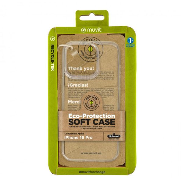 *Funda muvit recycletek para apple iphone 16 pro transparente