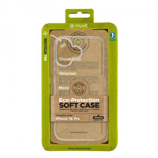 *Funda muvit recycletek para apple iphone 16 transparente