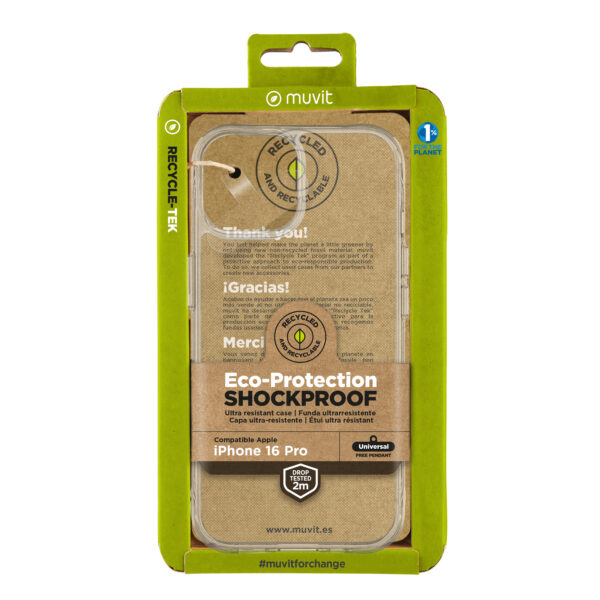 *Funda muvit shockproof 2m para apple iphone 16 pro transparente