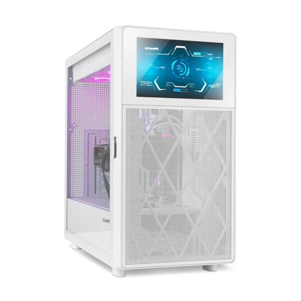 *Caja ordenador gaming nox hummer bios atx cristal templado lcd 8'' blanco