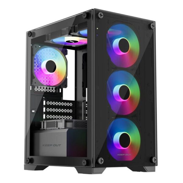 *Caja ordenador gaming keep out xc - 201 glass matx argb cristal templado negro