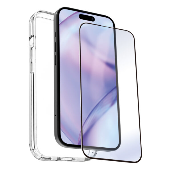 *Carcasa myway para apple iphone 15 plus transparente + protector pantalla cristal templado