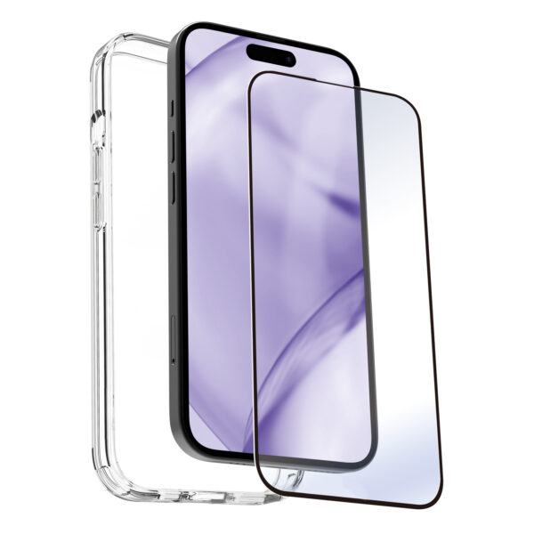 *Carcasa myway para apple iphone 15 pro transparente + protector pantalla cristal templado