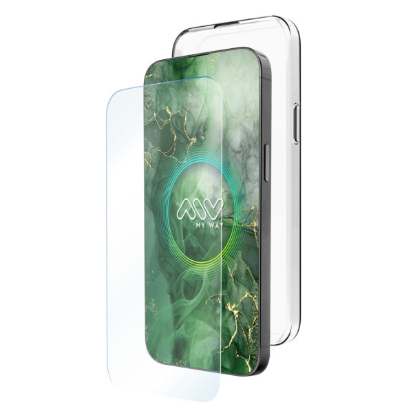 *Carcasa myway para apple iphone 16 transparente + protector pantalla cristal templado