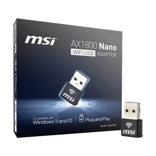 *Nano adaptador wifi6 usb msi guax18n ax1800