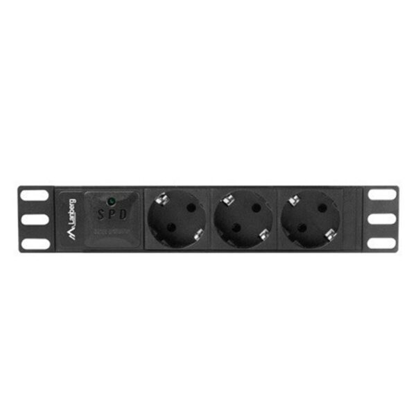 *Regleta lanberg 1u 16a 3x schuko rack 10 pulgadas 2m negro