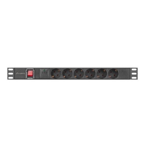 *Regleta lanberg 1u 16a rack 19 pulgadas 6x socket schuko negro 2m