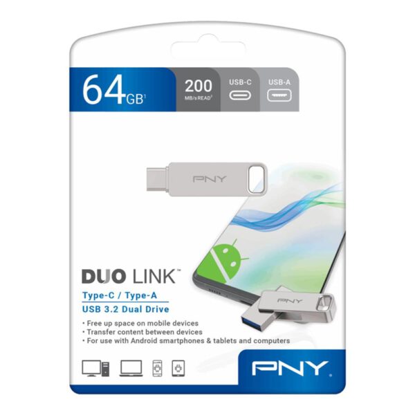 *Memoria usb 3.2 - usb tipo c pny duo link 64gb