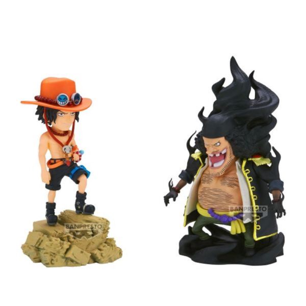 *Figura banpresto one piece world collectable figure log stories portgas d.ace vs marshall d.teach 8cm