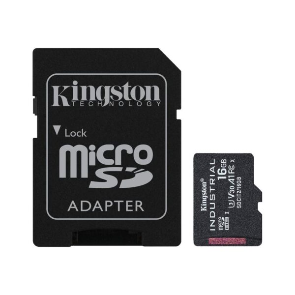 *Tarjeta memoria micro sdhc 16gb kingston industrial uhs - i u3 cl10 + adaptador