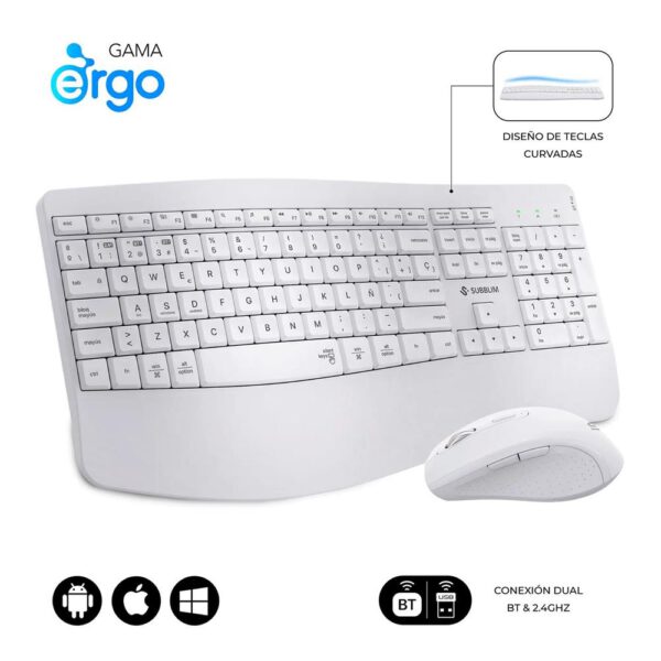 *Teclado + raton subblim combo dual office prowave blanco