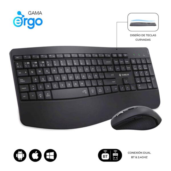 *Teclado + raton subblim combo dual office prowave negro