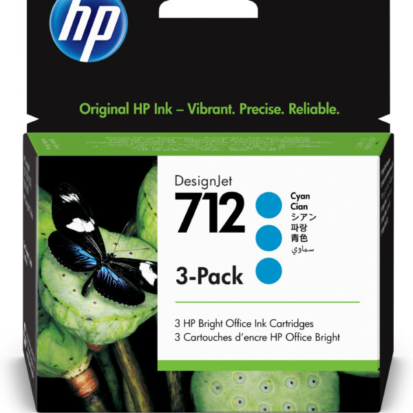 *Pack 3 cartuchos hp 712 designjet t200 - t600 cian