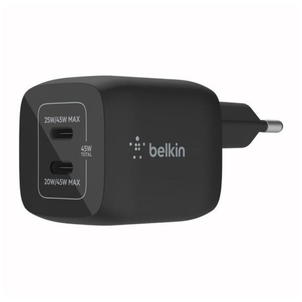 *Cargador de pared belkin wch011vfbk 45w 2x usb tipo c negro
