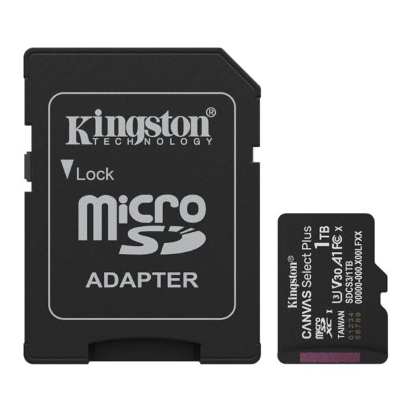 *Tarjeta memoria micro secure digital sdxc 1tb kingston canvas select plus clase 10 uhs - 1 + adaptador sd