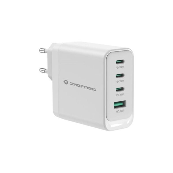 *Cargador de pared conceptronic althea22w100 100w 3x usb tipo c 1x usb tipo a blanco