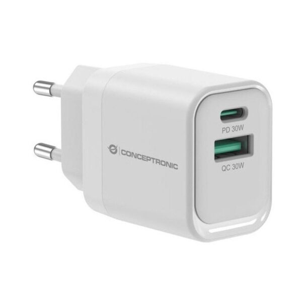 *Cargador de pared conceptronic althea1933 33w 1x usb tipo x 1x usb tipo a blanco