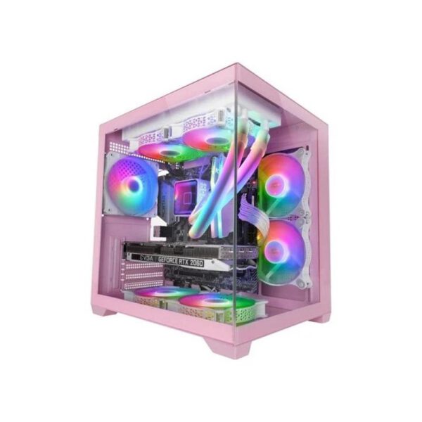 *Caja ordenador mars gaming mc - view2p matx cristal templado rosa