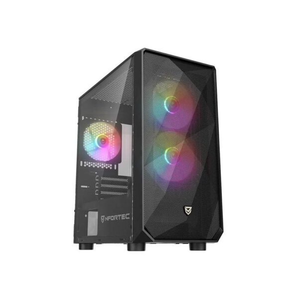 *Caja ordenador gaming nfortec dys matx argb cristal templado negra