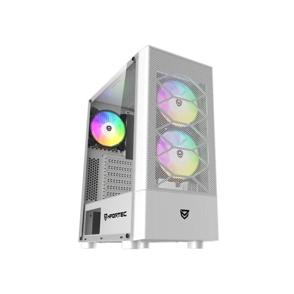 *Caja ordenador gaming nfortec caelum atx rgb cristal templado blanca