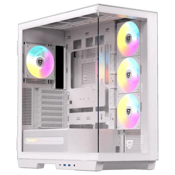 *Caja ordenador gaming nfortec ursa e - atx argb cristal templado blanca