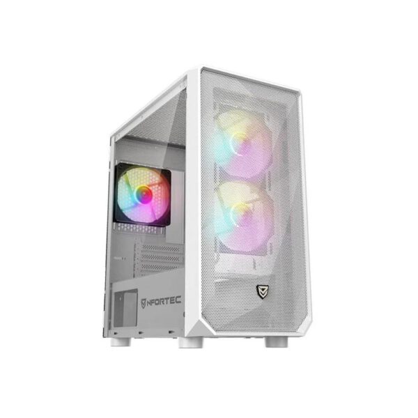 *Caja de pc gaming nfortec dys torre micro - atx a - rgb c. templado 3x120 inc. blanc