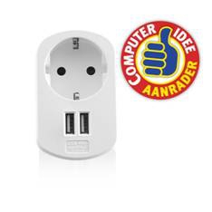 *Cargador usb ewent 2 puertos -  155w -  enchufe shuko blanco