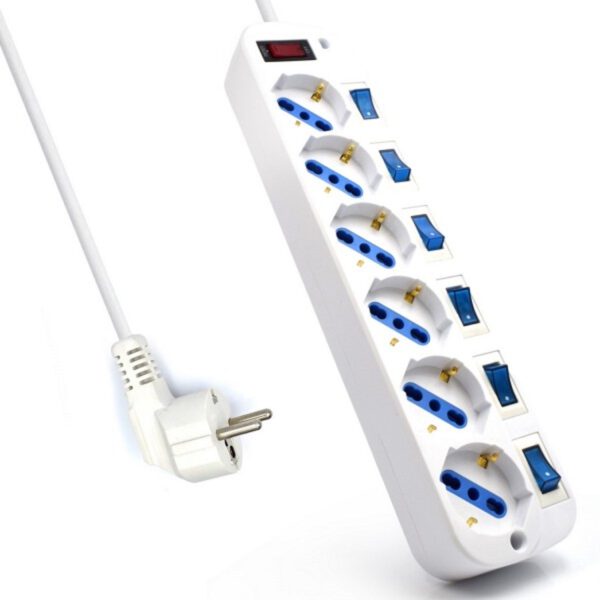 *Regleta ewent con 6 tomas shucko con interruptor individual y 3 metros de cable