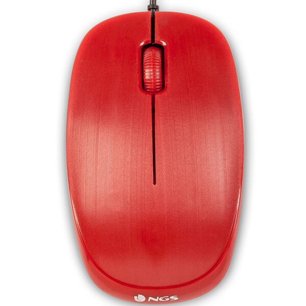 *Raton con cable ngs flamered - optico - 1000dpi - 2 botones + scroll -  ergonomico - usb - rojo