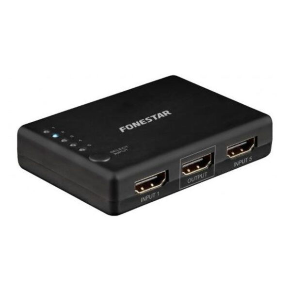 *Switch hdmi 5*1 fonestar fo - 22sw51 - 5 entradas - 1 salida - resolución uhd 4k 60hz - botón selector - mando a distancia - plug and play