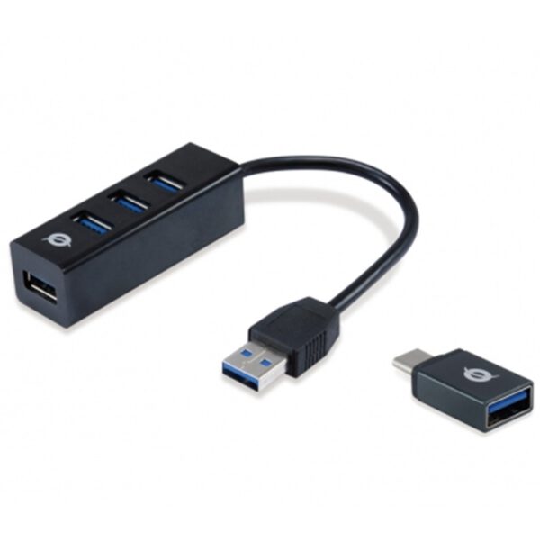 *Hub usb 3.0 conceptronic hubbies04b 4 puertos con adaptador otg usb tipo c