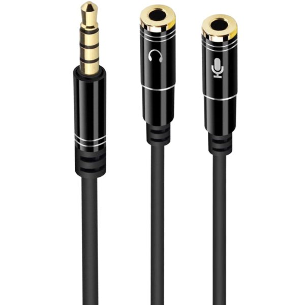 *Cable adaptador de audio ewent jack 3.5mm macho a jack 3.5mm hembra x2 negro 0.30m