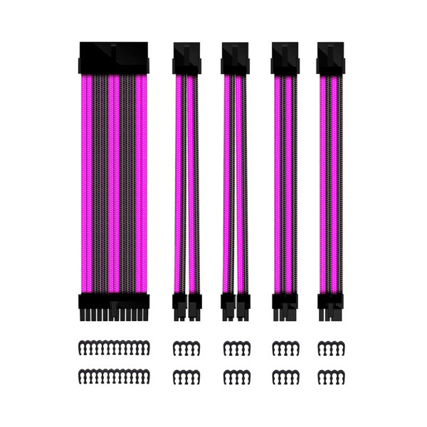 *Kit de extension phoenix cables fuente de alimentacion 30cm 24 pines - 4 + 4 pines - 6 + 2 pines negro y morado
