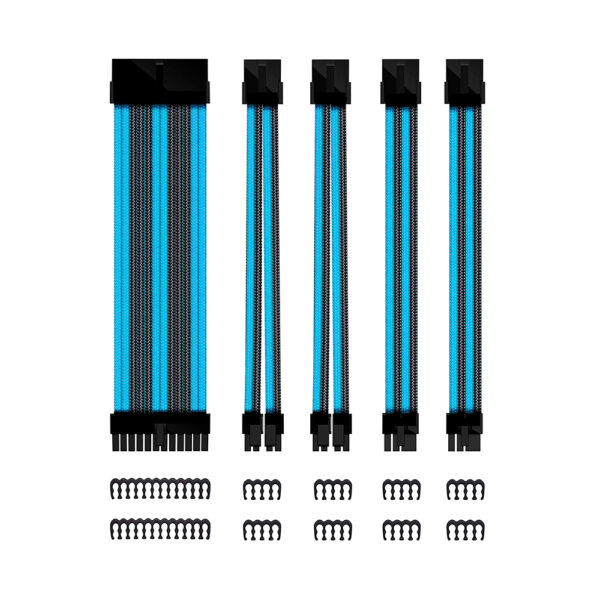 *Kit de extension phoenix cables fuente de alimentacion 30cm 24 pines - 4 + 4 pines - 6 + 2 pines negro y azul
