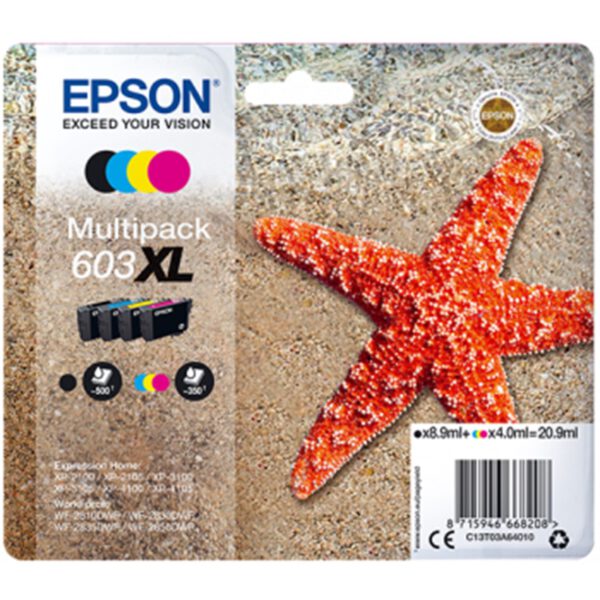 *Multipack cartucho tinta epson 603xl c13t03a64010 negro -  cian -  amarillo -  magenta -  estrella de mar