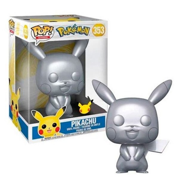 *Funko pop jumbo pokemon s6 pikachu plateado efecto metalico 10 pulgadas edicion especial exclusivo 59873