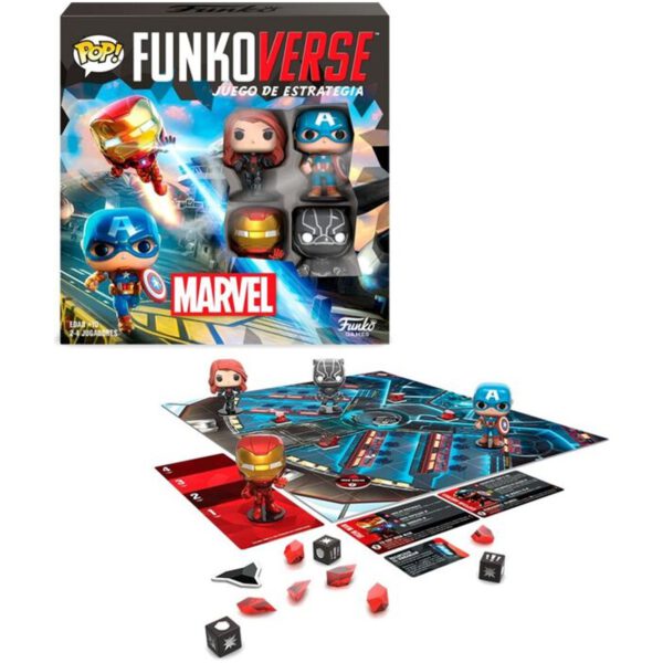 *Juego de mesa funkoverse marvel edicion 100 capitan america iron man viuda negra & pantera negra 57518