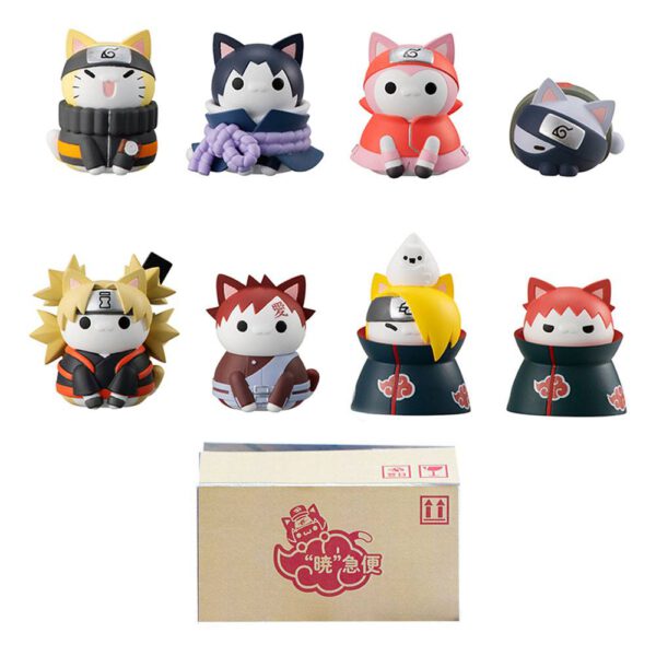 *Set 8 figuras megahouse naruto shippuden nyaruto! battle vs akatsuki surtido